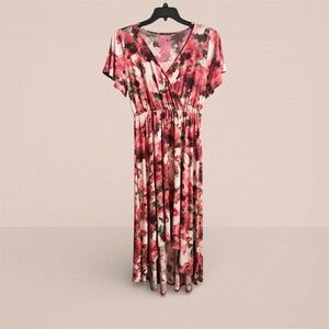 West Kei Pink and Cream Floral Maxi Dress